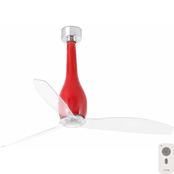 FARO 32002 - Loftventilator ETERFAN rød/klar Ø 128 cm + fjernbetjening