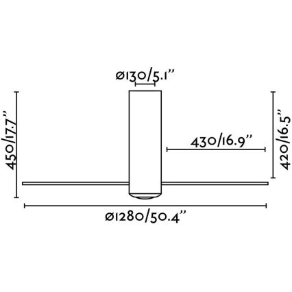 FARO 32035 - Loftventilator TUBE FAN sort/transparent + fjernbetjening