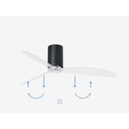 FARO 32041WP - Loftventilator MINI TUBE FAN M sort/transparent diameter 128 cm SMART + fjernbetjening
