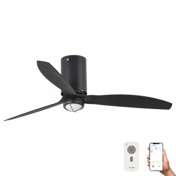 FARO 32043WP-10 - LED loftventilator MINI TUBE FAN LED/16W/230V sort diam. 128 cm Wi-Fi sort + fjernbetjening