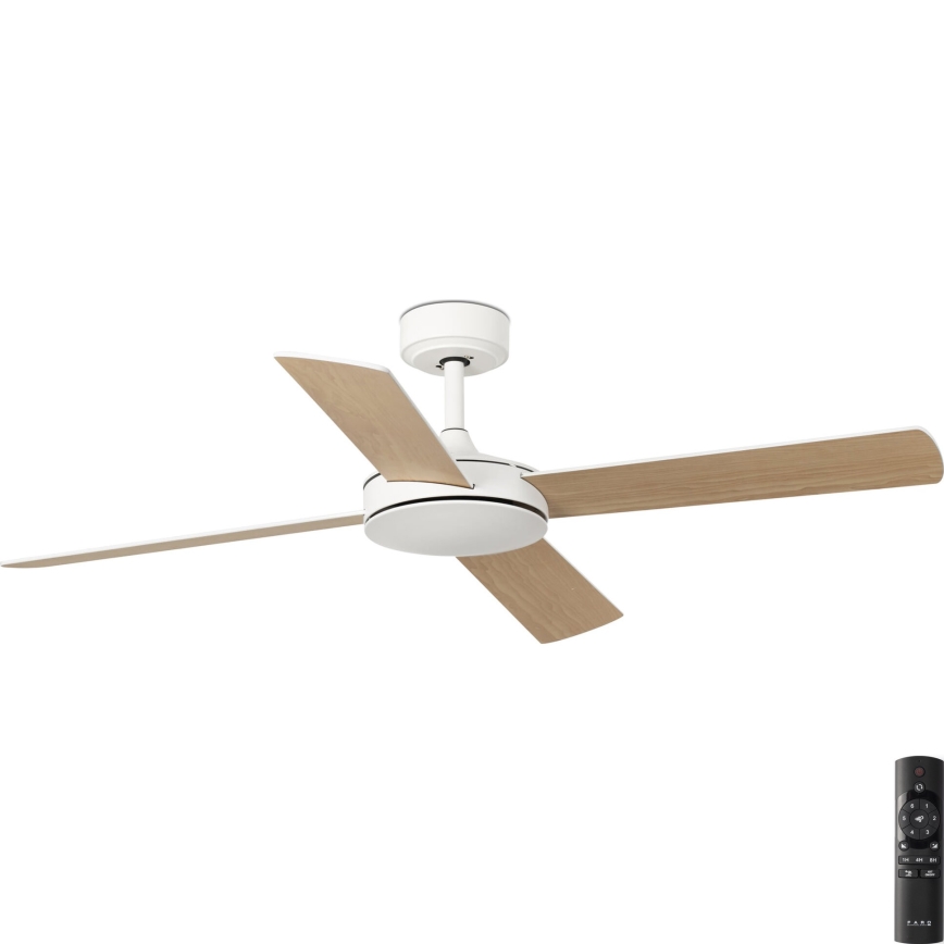 FARO 33350DC - Loftventilator MALLORCA L diam. 132 cm hvid/brun + fjernbetjening