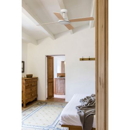FARO 33350DC - Loftventilator MALLORCA L diam. 132 cm hvid/brun + fjernbetjening