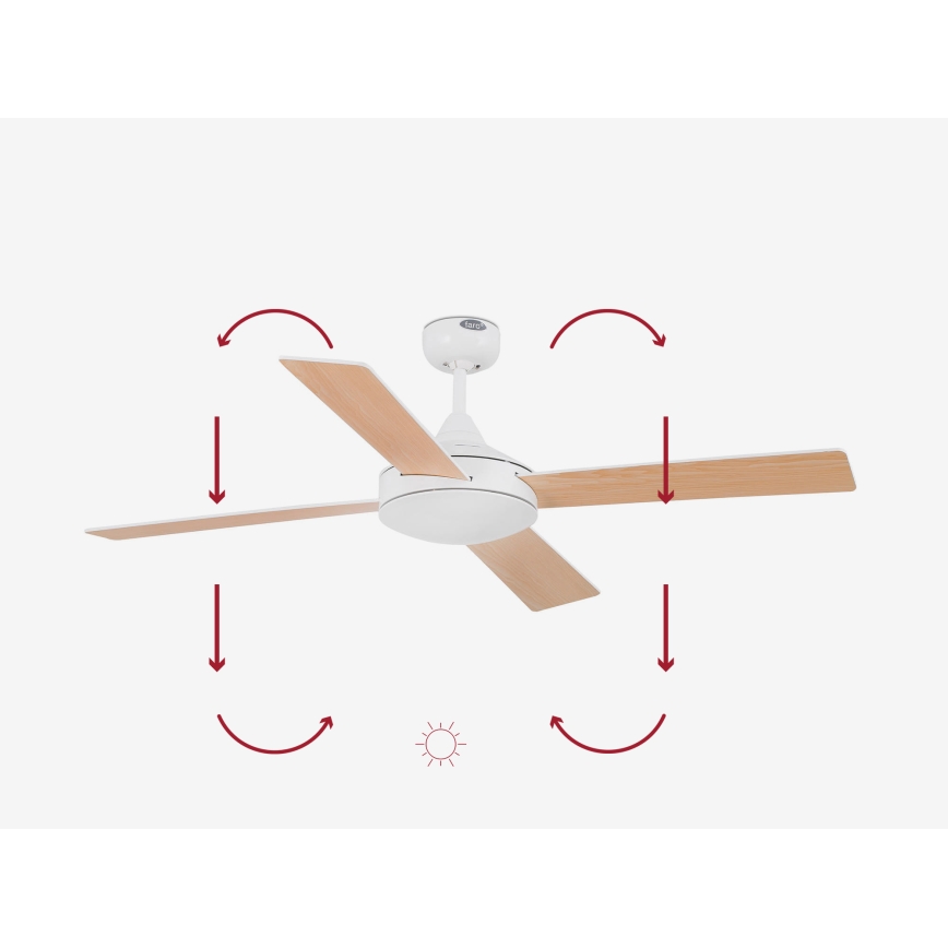 FARO 33350DC - Loftventilator MALLORCA L diam. 132 cm hvid/brun + fjernbetjening