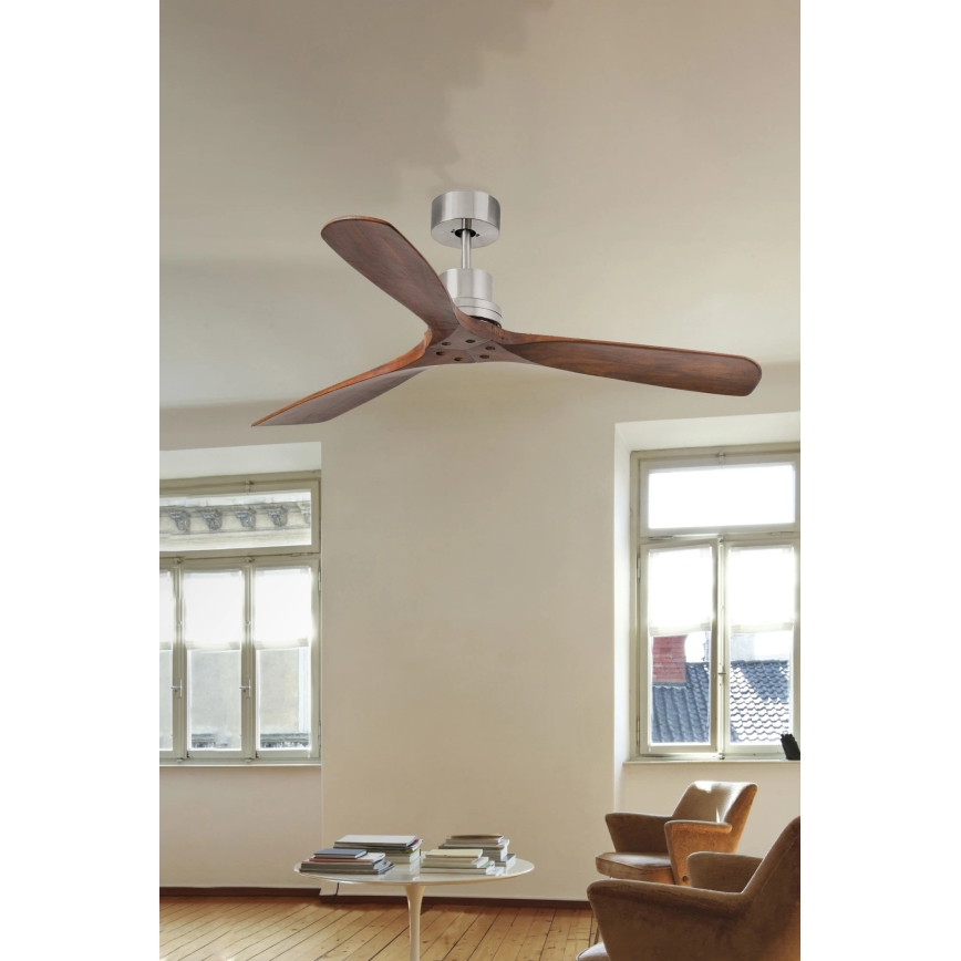 FARO 33370DC - Loftventilator LANTAU brun/mat krom pr. 132 cm + DO