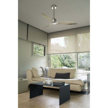 FARO 33394 - Loftventilator JUST FAN skinnende krom/transparent + fjernbetjening