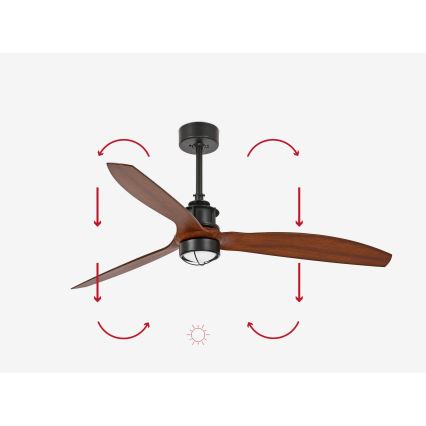 FARO 33395-10 - LED loftventilator JUST FAN LED/16W/230V diam. 128 cm sort/brun + fjernbetjening