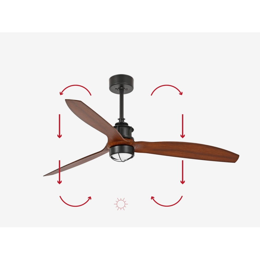 FARO 33395-10 - LED loftventilator JUST FAN LED/16W/230V diam. 128 cm sort/brun + fjernbetjening