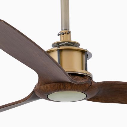FARO 33398WT - Loftventilator JUST FAN M Ø 128 cm brun/messing Wi-Fi Tuya + fjernbetjening