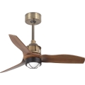 FARO 33428WT1N - LED-dæmpbar loftventilator JUST FAN med LED/16W/230V Ø 81 cm brun/messing Wi-Fi Tuya + fjernbetjening