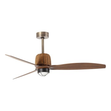 FARO 33436WT1N - LED-dæmpbar loftventilator WEAVER M LED/16W/230V Ø 128 cm brun/messing Wi-Fi Tuya + fjernbetjening