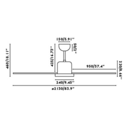 FARO 33461A - Loftventilator ANDROS XL hvid + fjernbetjening