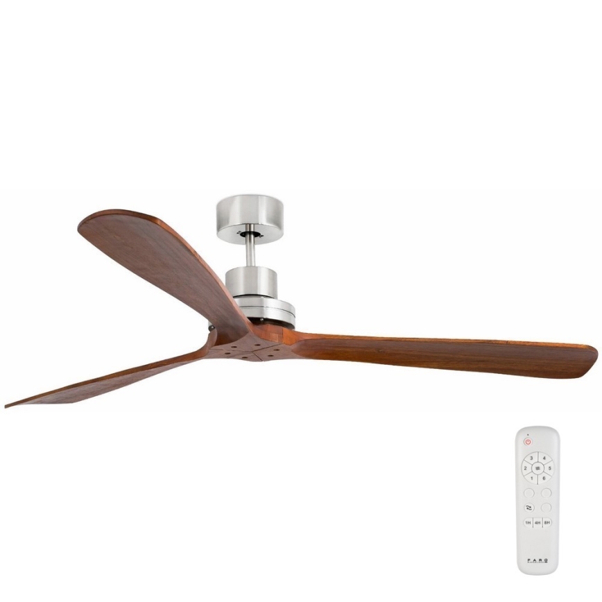 FARO 33464DC - Loftventilator LANTAU XL brun/mat krom diameter 168 cm + fjernbetjening