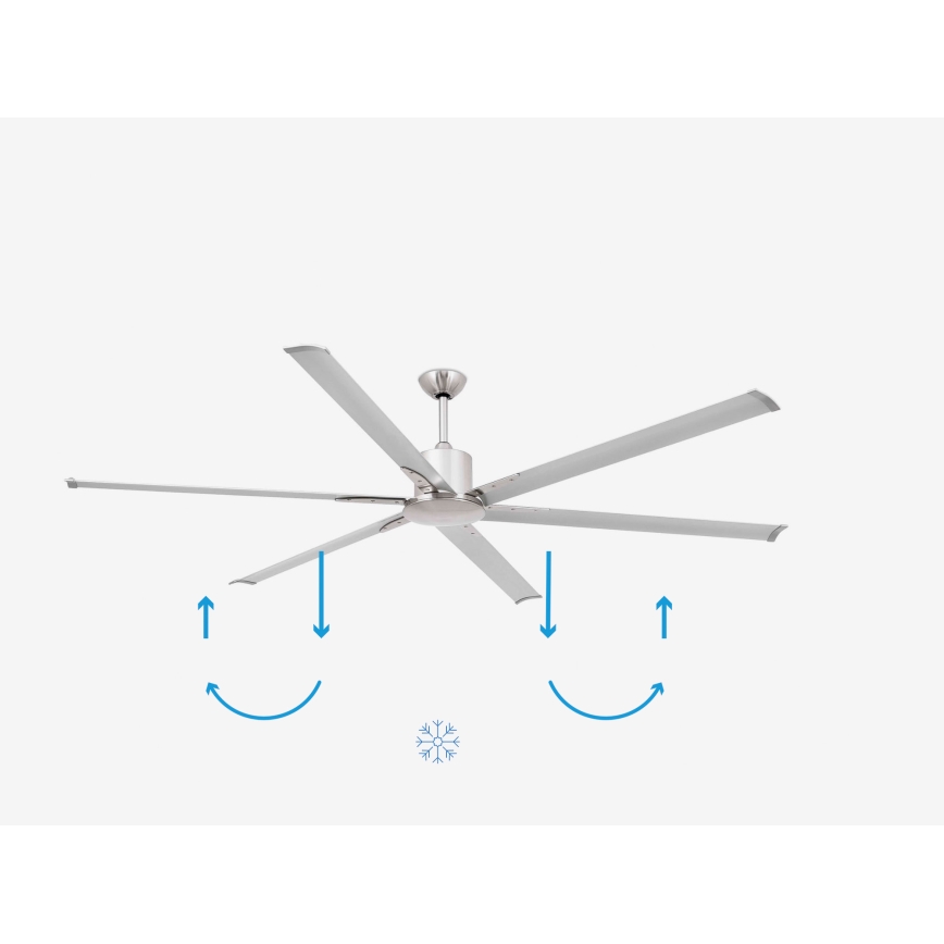 FARO 33465A - Loftventilator ANDROS XL mat krom diameter 213 cm + fjernbetjening