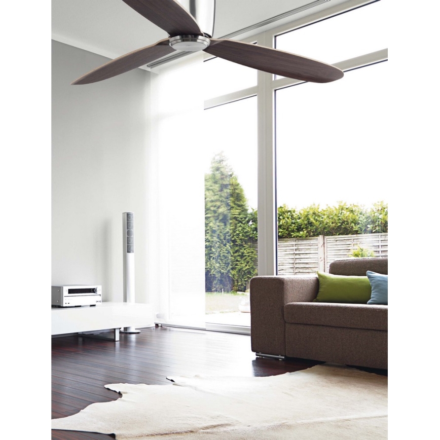 FARO 33472N - Loftventilator NIAS mat krom/brun diameter 132 cm + fjernbetjening