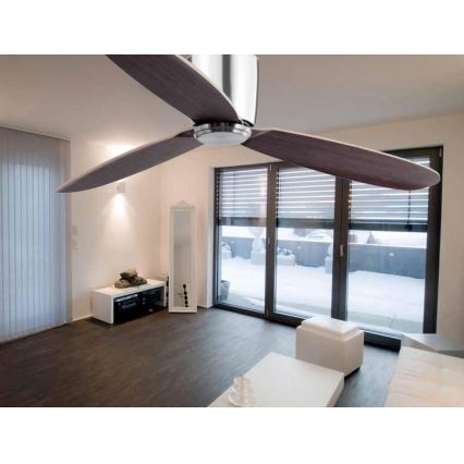 FARO 33472N - Loftventilator NIAS mat krom/brun diameter 132 cm + fjernbetjening
