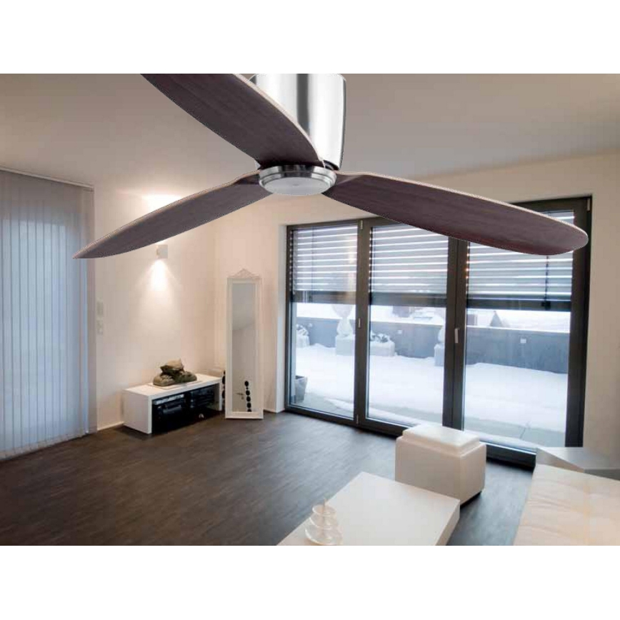 FARO 33472N - Loftventilator NIAS mat krom/brun diameter 132 cm + fjernbetjening