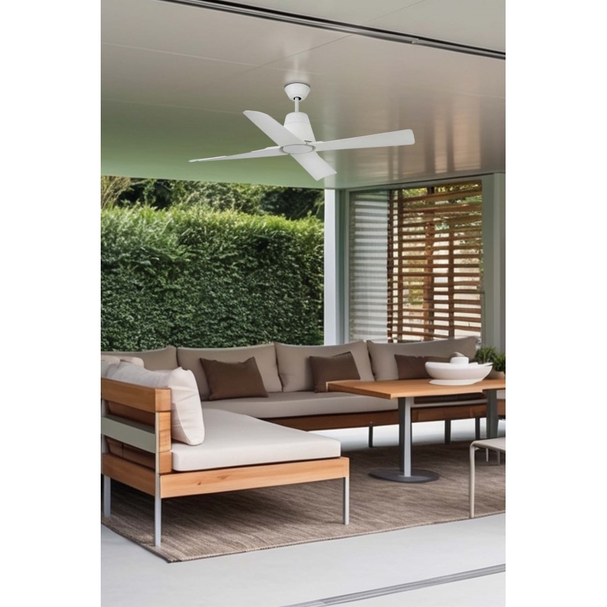 FARO 33480 - Loftventilator TYPHOON IP44 Ø 130 cm hvid + fjernbetjening