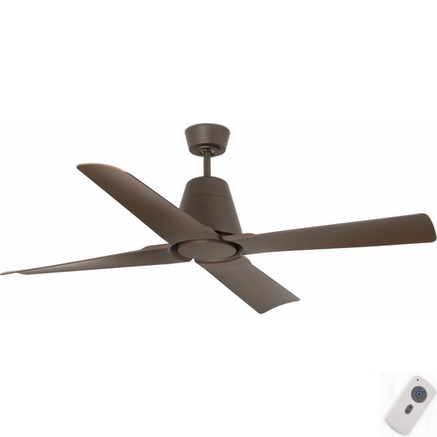 FARO 33490 - Loftventilator TYPHOON IP44 brun + fjernbetjening