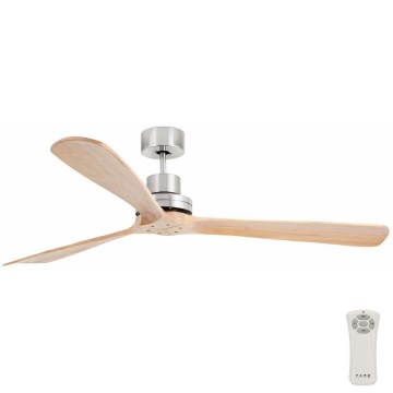 FARO 33504DC - Loftventilator LANTAU XL træ/mat krom diameter 168 cm + fjernbetjening