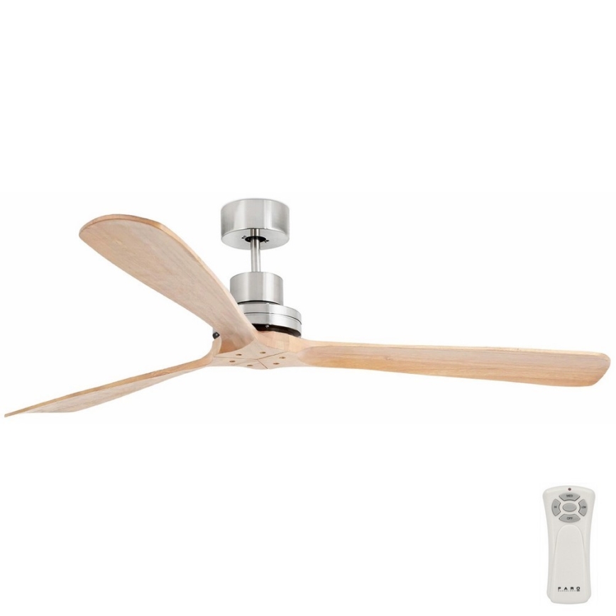 FARO 33504DC - Loftventilator LANTAU XL træ/mat krom diameter 168 cm + fjernbetjening