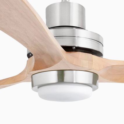 FARO 33505DC - LED loftventilator LANTAU XL LED/15W/230V træ/mat krom diameter 168 cm + fjernbetjening