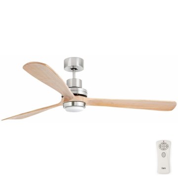 FARO 33505DC - LED loftventilator LANTAU XL LED/15W/230V træ/mat krom diameter 168 cm + fjernbetjening