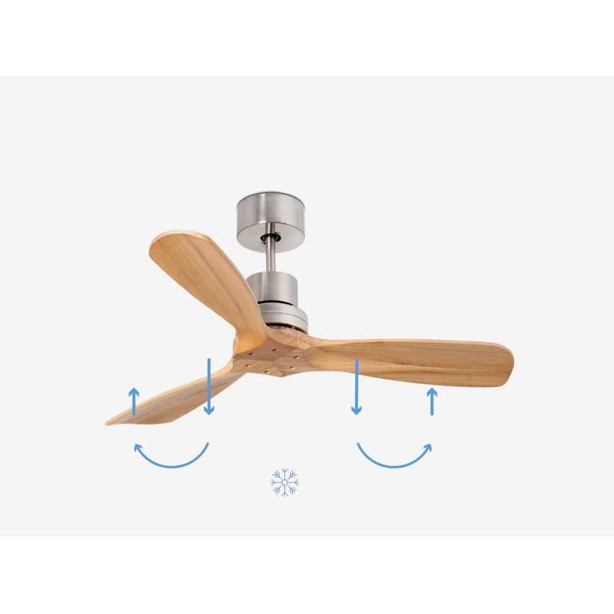 FARO 33509DC - Loftventilator MINI LANTAU mat krom/træ diameter 107 cm + fjernbetjening