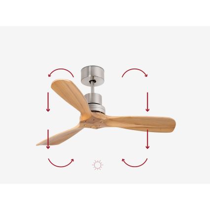 FARO 33509DC - Loftventilator MINI LANTAU mat krom/træ diameter 107 cm + fjernbetjening