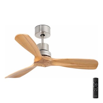 FARO 33509DC - Loftventilator MINI LANTAU mat krom/træ diameter 107 cm + fjernbetjening