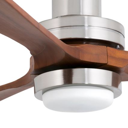 FARO 33518DC - LED loftventilator LANTAU LED/15W/230V mat krom/træ + fjernbetjening