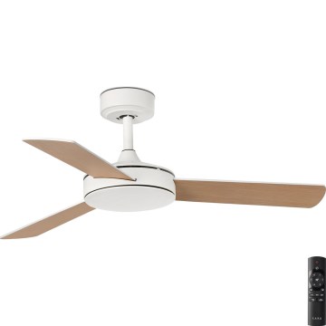 FARO 33603DC - Loftventilator MINI MALLORCA i brun/hvid, Ø 106 cm + fjernbetjening