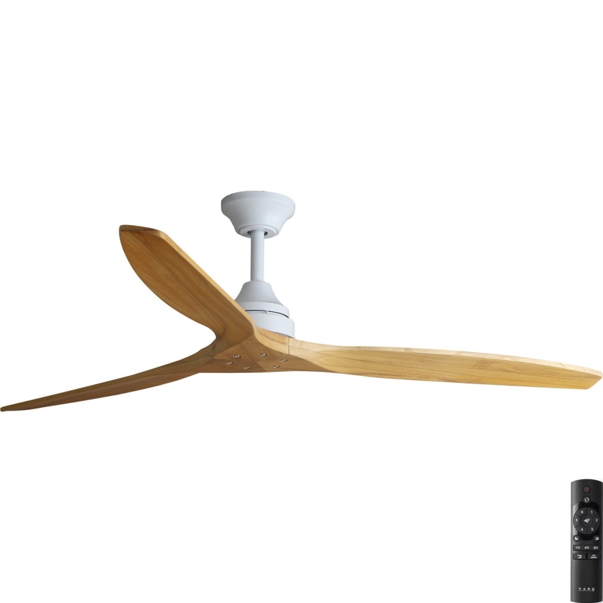 FARO 33728DC - Loftventilator ALO L træ/hvid diam. 152 cm + fjernbetjening