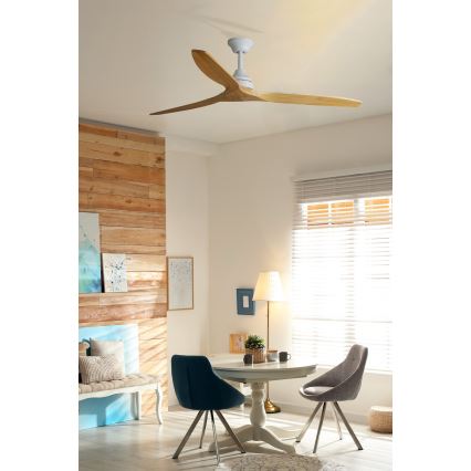 FARO 33728DC - Loftventilator ALO L træ/hvid diam. 152 cm + fjernbetjening