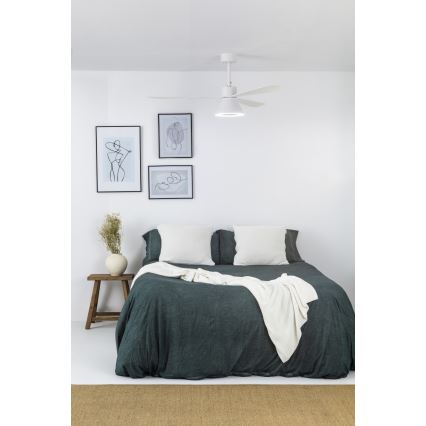 FARO 33760WT-22 - Dæmpbar loftventilator AMELIA L CONE LED/20W/230V 2700/3500/5000K hvid Ø132 cm Wi-Fi Tuya + fjernbetjening