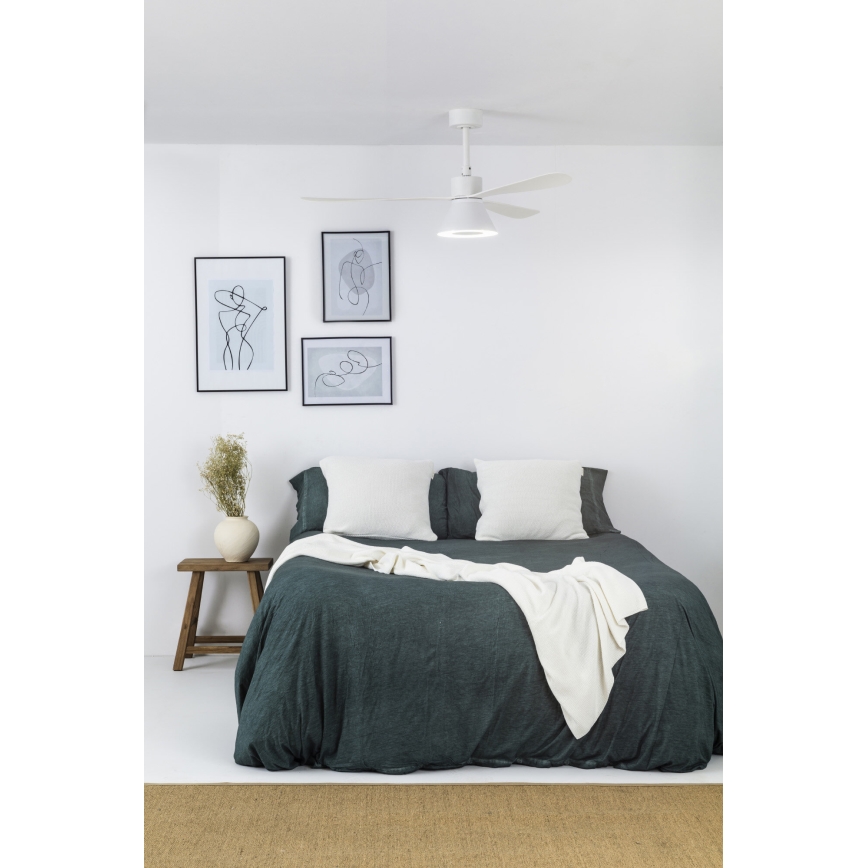 FARO 33760WT-22 - Dæmpbar loftventilator AMELIA L CONE LED/20W/230V 2700/3500/5000K hvid Ø132 cm Wi-Fi Tuya + fjernbetjening