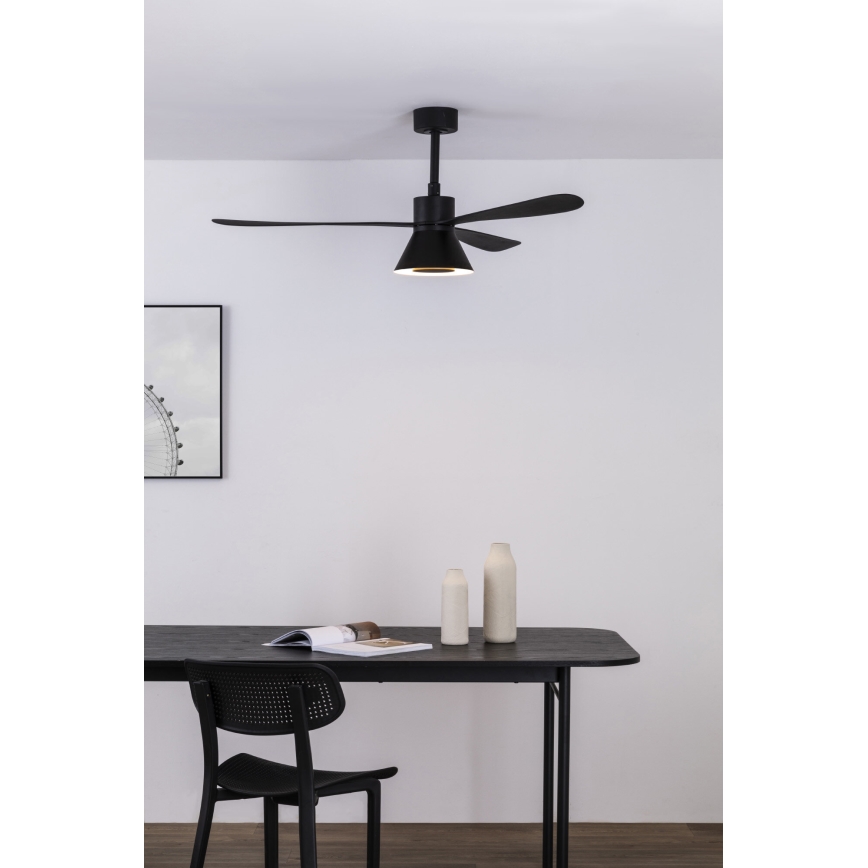 FARO 33761WT-23 - Dimmbar loft ventilator AMELIA L CONE LED/20W/230V 2700/3500/5000K sort pr. 132 cm Wi-Fi Tuya + fjernbetjening