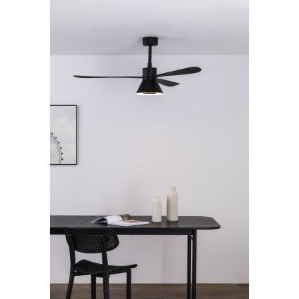 FARO 33761WT-23 - LED loftventilator dæmpbar AMELIA L CONE LED/20W/230V 2700/3500/5000K sort diameter 132 cm Wi-Fi Tuya + fjernbetjening