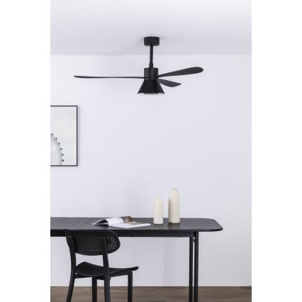 FARO 33761WT-23 - LED loftventilator dæmpbar AMELIA L CONE LED/20W/230V 2700/3500/5000K sort diameter 132 cm Wi-Fi Tuya + fjernbetjening