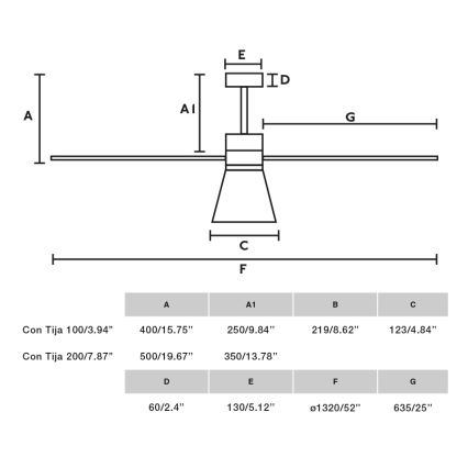 FARO 33761WT-23 - LED loftventilator dæmpbar AMELIA L CONE LED/20W/230V 2700/3500/5000K sort diameter 132 cm Wi-Fi Tuya + fjernbetjening