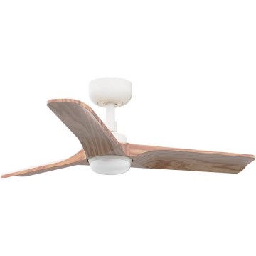FARO 33805WT-1TW - Dæmpbar loftventilator HEYWOOD med LED/10W/230V 2700/3000/4000K træ/hvid Ø 90 cm Wi-Fi Tuya + fjernbetjening