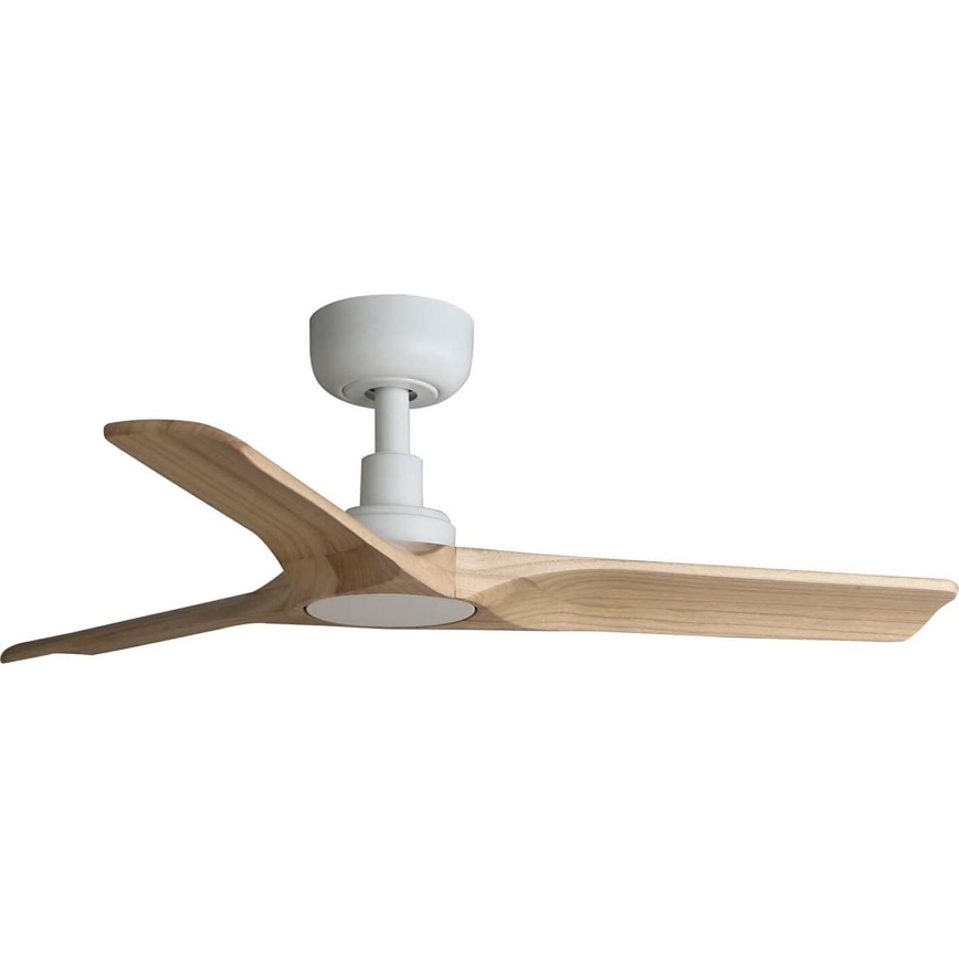 FARO 33805WT - Loftventilator HEYWOOD S træ/hvid diameter 90 cm Wi-Fi Tuya + fjernbetjening