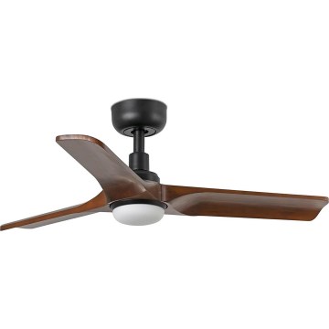 FARO 33806WT-1TW - LED loftventilator dæmpbar HEYWOOD S LED/10W/230V 2700/4000/6000K træ/sort diameter 90 cm Wi-Fi Tuya + fjernbetjening