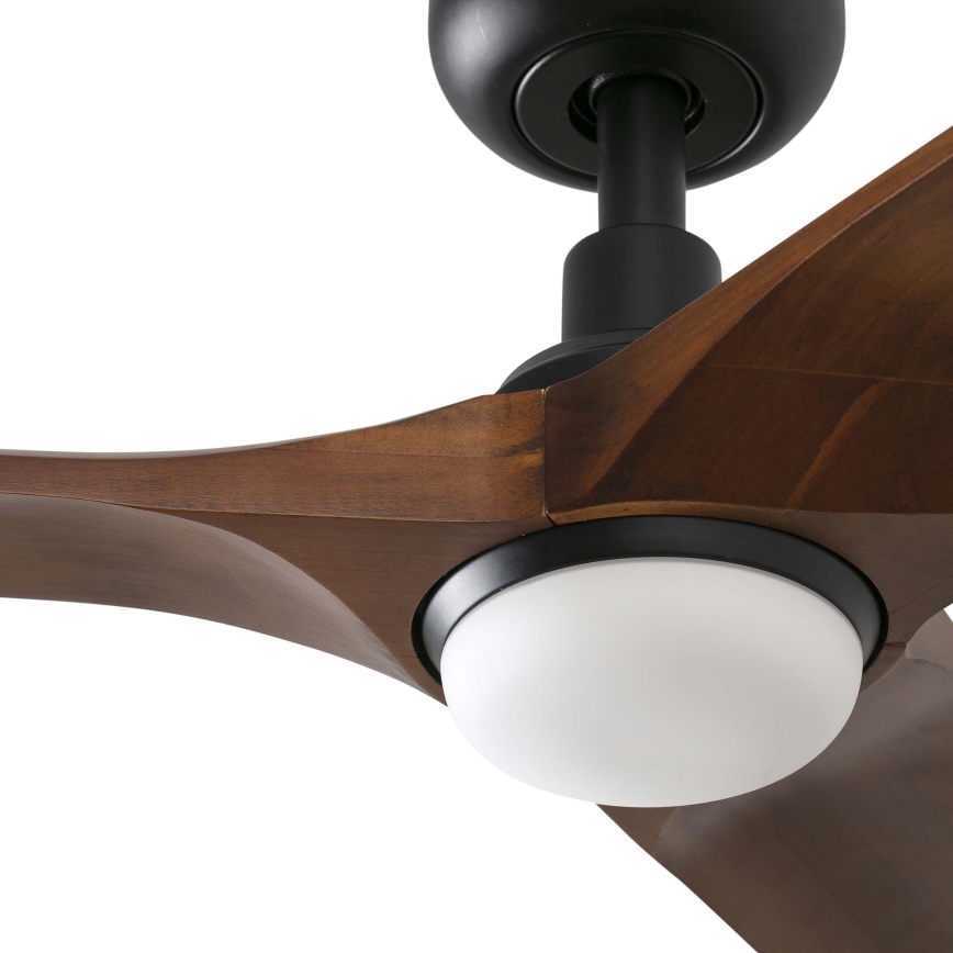 FARO 33806WT-1TW - LED loftventilator dæmpbar HEYWOOD S LED/10W/230V 2700/4000/6000K træ/sort diameter 90 cm Wi-Fi Tuya + fjernbetjening