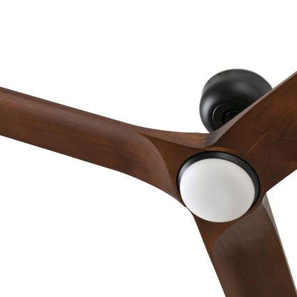 FARO 33806WT-1TW - LED loftventilator dæmpbar HEYWOOD S LED/10W/230V 2700/4000/6000K træ/sort diameter 90 cm Wi-Fi Tuya + fjernbetjening