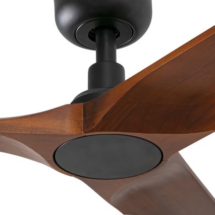 FARO 33806WT - Loftventilator HEYWOOD S træ/sort diameter 90 cm Wi-Fi Tuya + fjernbetjening