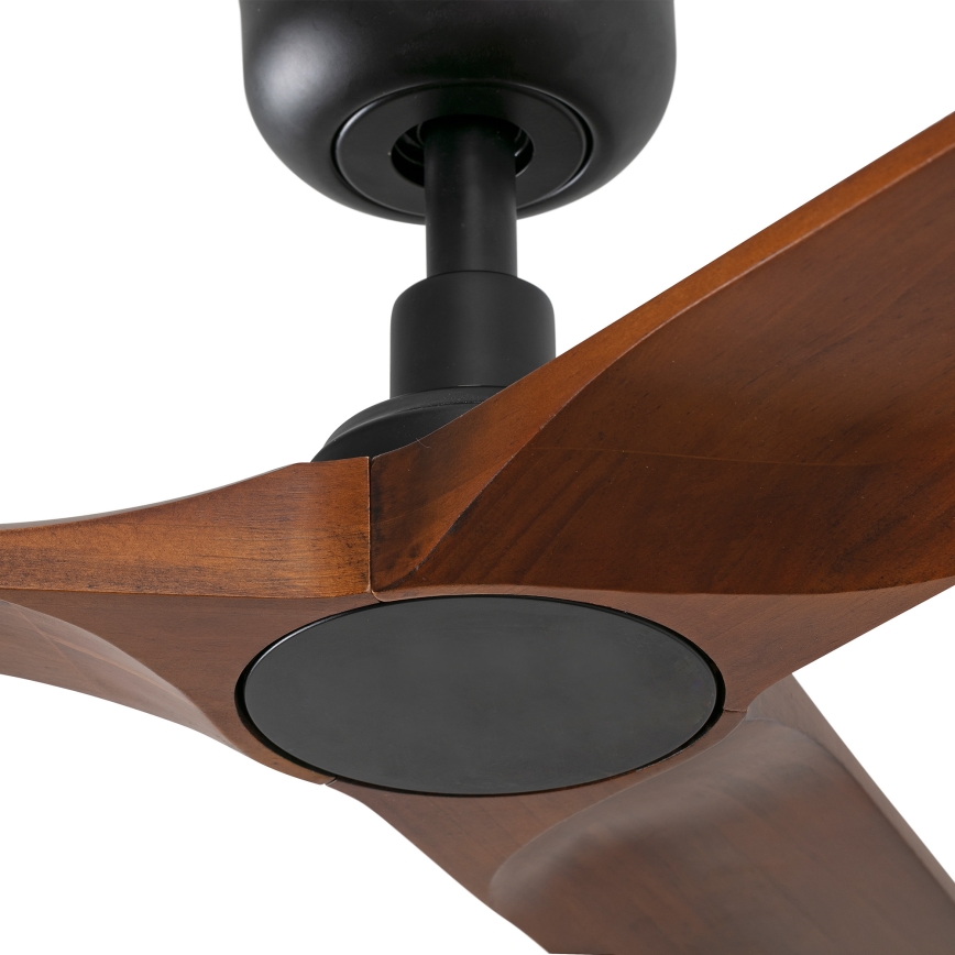 FARO 33806WT - Loftventilator HEYWOOD S træ/sort diameter 90 cm Wi-Fi Tuya + fjernbetjening