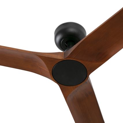 FARO 33806WT - Loftventilator HEYWOOD S træ/sort diameter 90 cm Wi-Fi Tuya + fjernbetjening