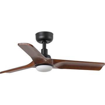 FARO 33806WT1S - LED-dæmpbar loftventilator HEYWOOD S LED/10W/230V 2700/3000/4000K, Ø 90 cm, træ/sort, Wi-Fi Tuya + fjernbetjening