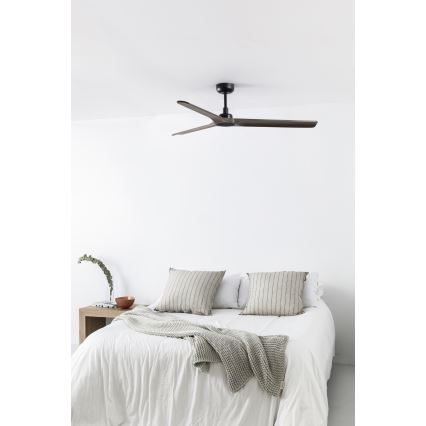 FARO 33809WT - Loftventilator HEYWOOD L træ/sort diameter 132 cm Wi-Fi Tuya + fjernbetjening