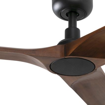 FARO 33809WT - Loftventilator HEYWOOD L træ/sort diameter 132 cm Wi-Fi Tuya + fjernbetjening
